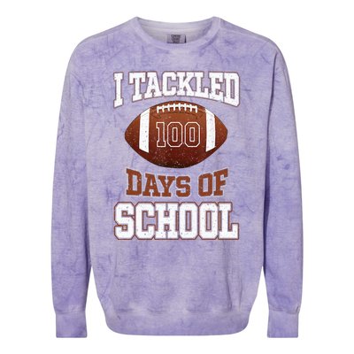 I Tackled 100 Days School 100th Day Football Student Teacher Colorblast Crewneck Sweatshirt