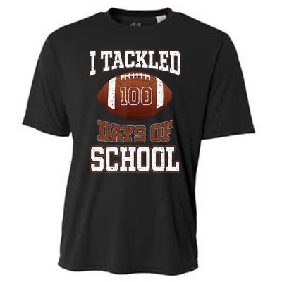 I Tackled 100 Days School 100th Day Football Student Teacher Cooling Performance Crew T-Shirt