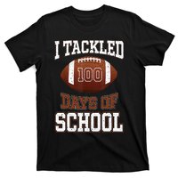 I Tackled 100 Days School 100th Day Football Student Teacher T-Shirt