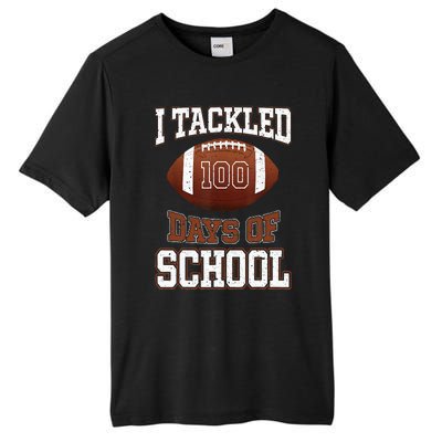 I Tackled 100 Days School 100th Day Football Student Teacher Tall Fusion ChromaSoft Performance T-Shirt