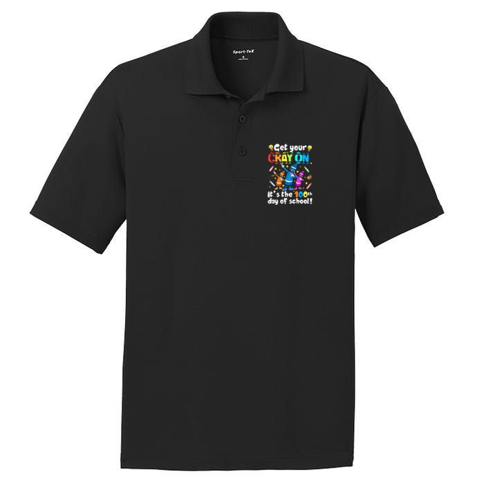 It's The 100 Days Of School Get Your Cray On PosiCharge RacerMesh Polo