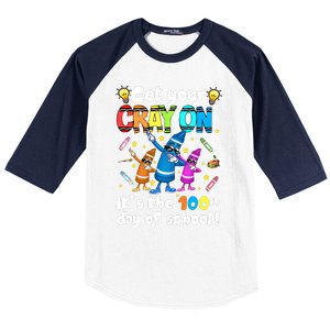 It's The 100 Days Of School Get Your Cray On Baseball Sleeve Shirt