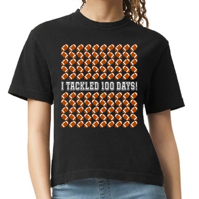 I Tackled 100 Days Of School Funny Football Comfort Colors Boxy T-Shirt