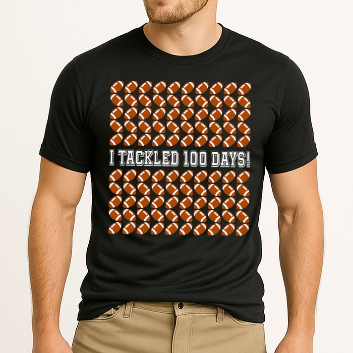 I Tackled 100 Days Of School Funny Football Cooling Performance Crew T-Shirt