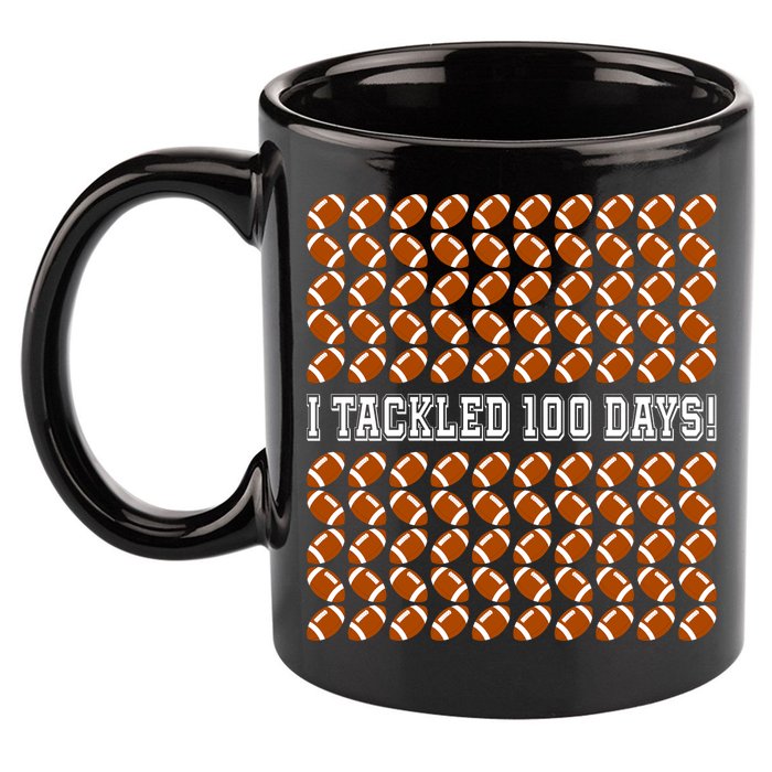 I Tackled 100 Days Of School Funny Football 11oz C Handle Ceramic Mug