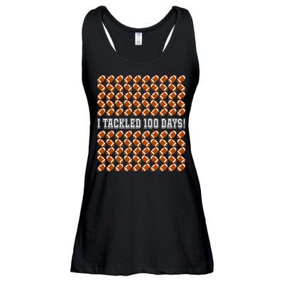 I Tackled 100 Days Of School Funny Football Ladies Essential Flowy Tank