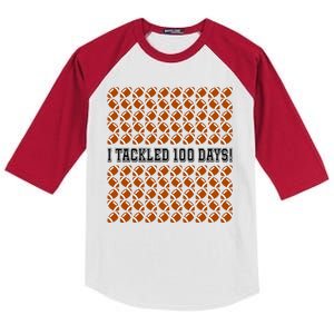 I Tackled 100 Days Of School Funny Football Kids Colorblock Raglan Jersey