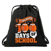 I Tackled 100 Days Of School Football 100th Day Style Drawstring Bag