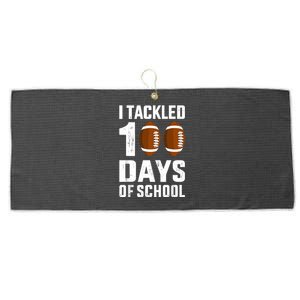 I Tackled 100 Days School 100th Day Football Student Teacher Large Microfiber Waffle Golf Towel