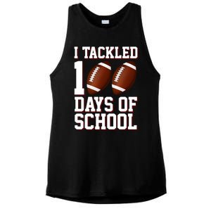 I Tackled 100 Days Of School Football Ladies PosiCharge Tri-Blend Wicking Tank