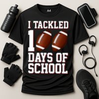 I Tackled 100 Days Of School Football Cooling Performance Crew T-Shirt