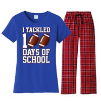 I Tackled 100 Days Of School Football Women's Flannel Pajama Set