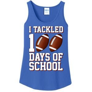 I Tackled 100 Days Of School Football Ladies Essential Tank