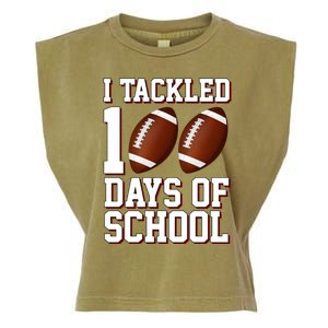 I Tackled 100 Days Of School Football Garment-Dyed Women's Muscle Tee