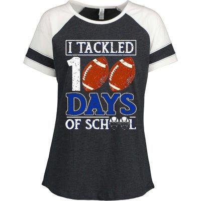 I Tackled 100 Days Of School American Football Lovers Enza Ladies Jersey Colorblock Tee