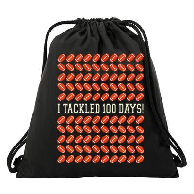 I Tackled 100 Days Of School Football 100th Day Gifts Drawstring Bag