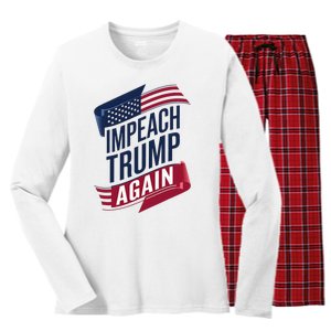 Impeach Trump 2024 Democrat Elections Impeach Trump Again Women's Long Sleeve Flannel Pajama Set 