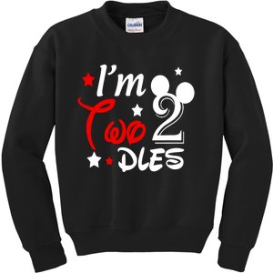 Im Twodles 2nd Birthday Party 2nd Birthday Mouse Kids Sweatshirt