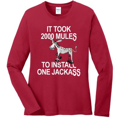 It Took 2000 Mules To Install One Jackass Stars And Stripes Version Ladies Long Sleeve Shirt