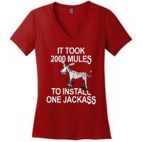 It Took 2000 Mules To Install One Jackass Stars And Stripes Version Women's V-Neck T-Shirt