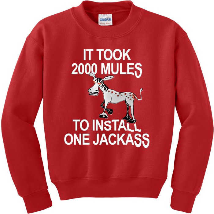 It Took 2000 Mules To Install One Jackass Stars And Stripes Version Kids Sweatshirt