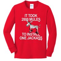 It Took 2000 Mules To Install One Jackass Stars And Stripes Version Kids Long Sleeve Shirt