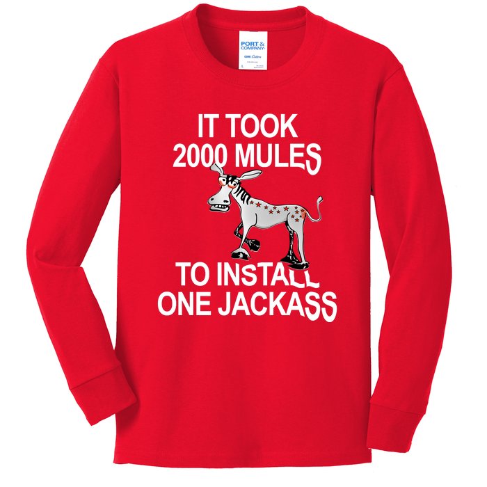 It Took 2000 Mules To Install One Jackass Stars And Stripes Version Kids Long Sleeve Shirt