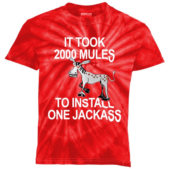 It Took 2000 Mules To Install One Jackass Stars And Stripes Version Kids Tie-Dye T-Shirt