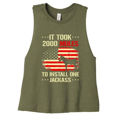 It Took 2000 Mules To Install One Jackass Women's Racerback Cropped Tank