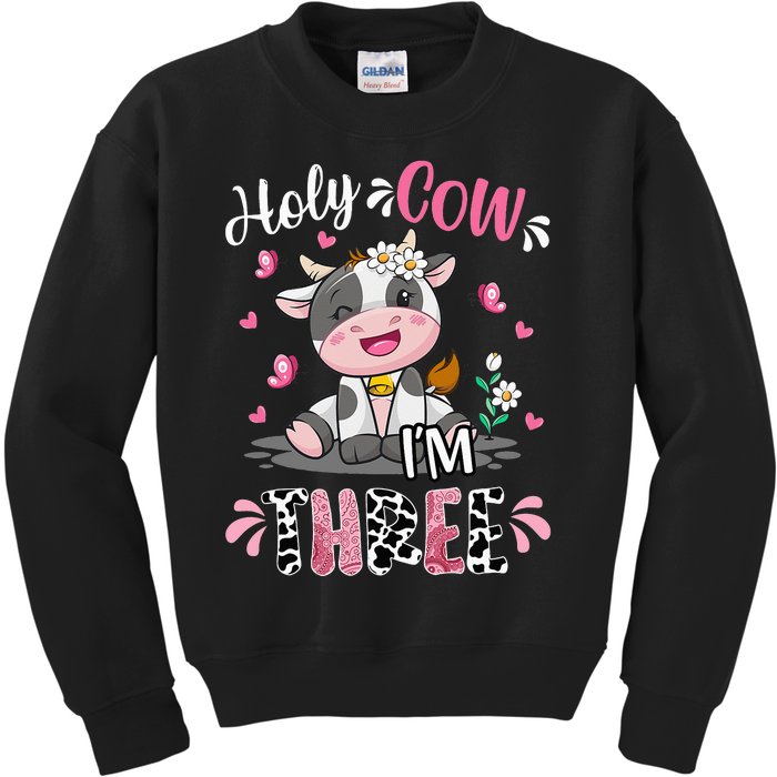 I'm Three 3 Years Old 3rd Birthday Holy Cow Kids Sweatshirt