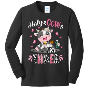 I'm Three 3 Years Old 3rd Birthday Holy Cow Kids Long Sleeve Shirt