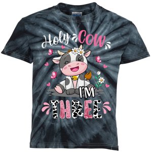 I'm Three 3 Years Old 3rd Birthday Holy Cow Kids Tie-Dye T-Shirt