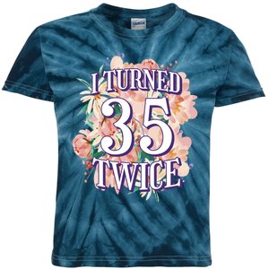 I Turned 35 Twice 70th Birthday Gift Kids Tie-Dye T-Shirt