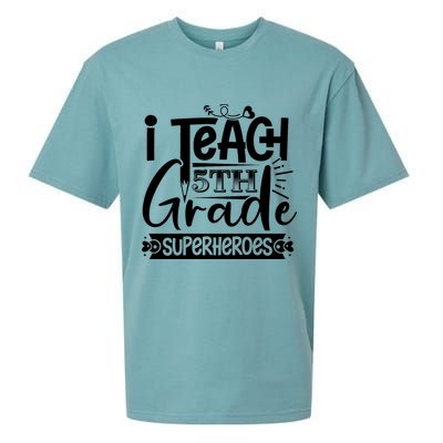 I Teach 5th Grade Superheroes Sueded Cloud Jersey T-Shirt