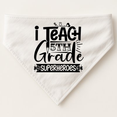 I Teach 5th Grade Superheroes USA-Made Doggie Bandana