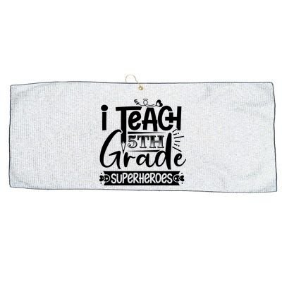 I Teach 5th Grade Superheroes Large Microfiber Waffle Golf Towel