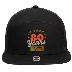 Funny 80th Birthday Saying 80 Years Old Quote 7 Panel Mesh Trucker Snapback Hat