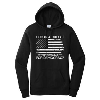 I Took A Bullet For Democracy Funny Political American Quote Women's Pullover Hoodie