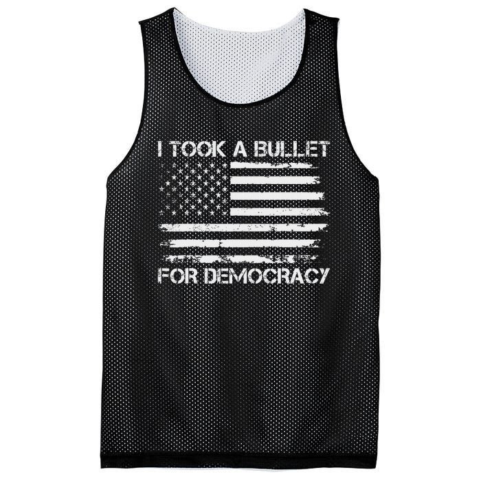 I Took A Bullet For Democracy Funny Political American Quote Mesh Reversible Basketball Jersey Tank