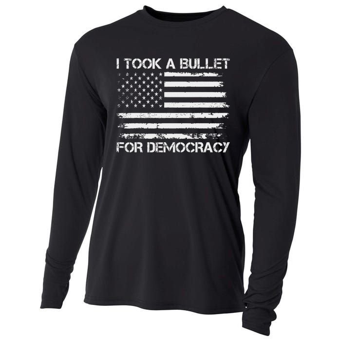 I Took A Bullet For Democracy Funny Political American Quote Cooling Performance Long Sleeve Crew