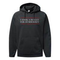 I Took A Bullet For Democracy Ex President Saying Election Performance Fleece Hoodie