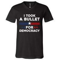 I Took A Bullet For Democracy V-Neck T-Shirt