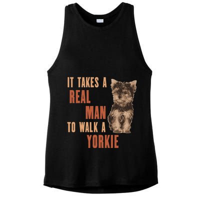 It Takes A Real Man To Walk A Yorkie Funny Dog Lover Ladies PosiCharge Tri-Blend Wicking Tank