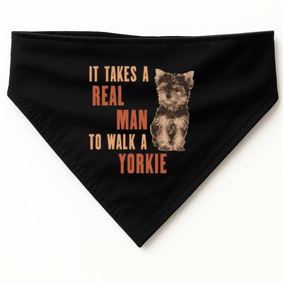 It Takes A Real Man To Walk A Yorkie Funny Dog Lover USA-Made Doggie Bandana