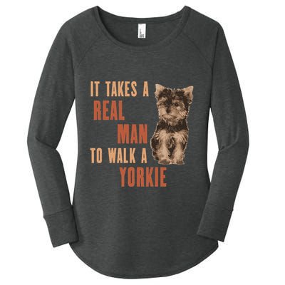 It Takes A Real Man To Walk A Yorkie Funny Dog Lover Women's Perfect Tri Tunic Long Sleeve Shirt
