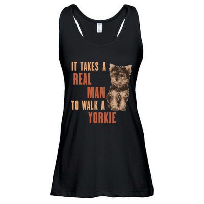 It Takes A Real Man To Walk A Yorkie Funny Dog Lover Ladies Essential Flowy Tank