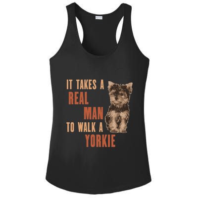 It Takes A Real Man To Walk A Yorkie Funny Dog Lover Ladies PosiCharge Competitor Racerback Tank