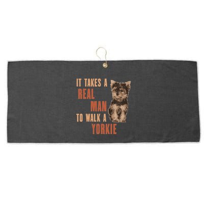 It Takes A Real Man To Walk A Yorkie Funny Dog Lover Large Microfiber Waffle Golf Towel