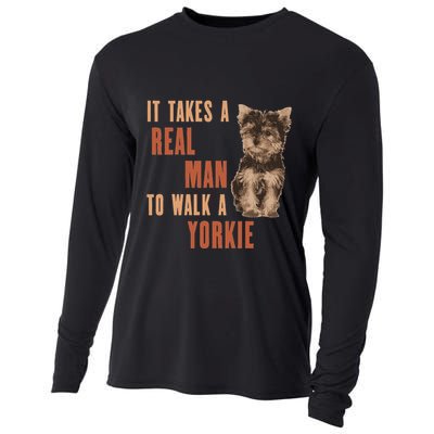 It Takes A Real Man To Walk A Yorkie Funny Dog Lover Cooling Performance Long Sleeve Crew
