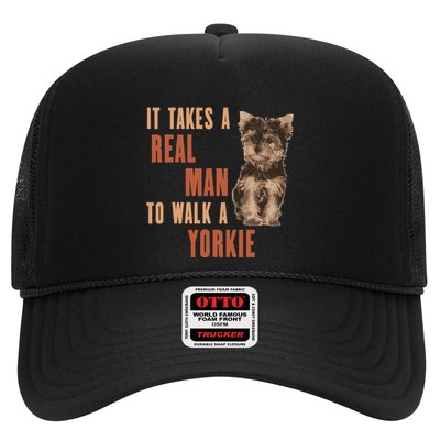 It Takes A Real Man To Walk A Yorkie Funny Dog Lover Trucker Hat